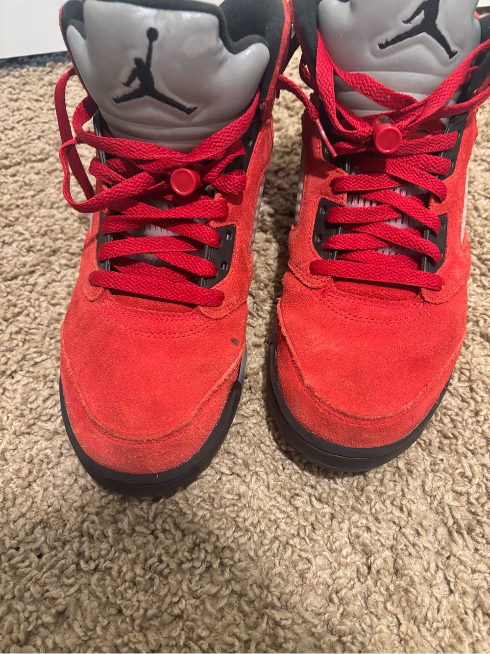 Nike Men's Red Suede Basketball Sneakers with Black Accents